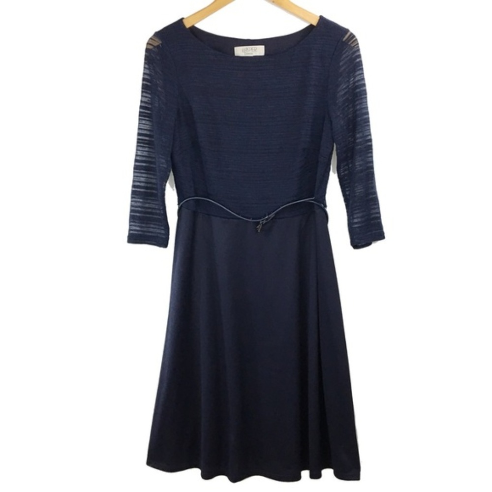 Kasper navy blue dress with belt